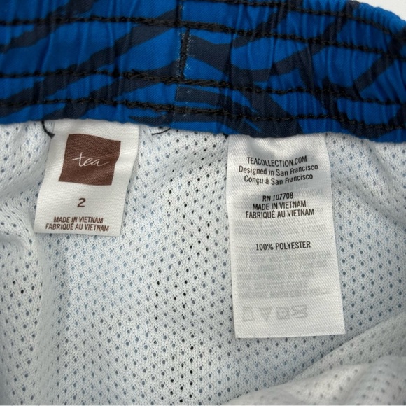 Tea Collection Boys Shortie Swim Trunks Ocean Blue Navy Waves Size 2 NWT - Picture 6 of 8